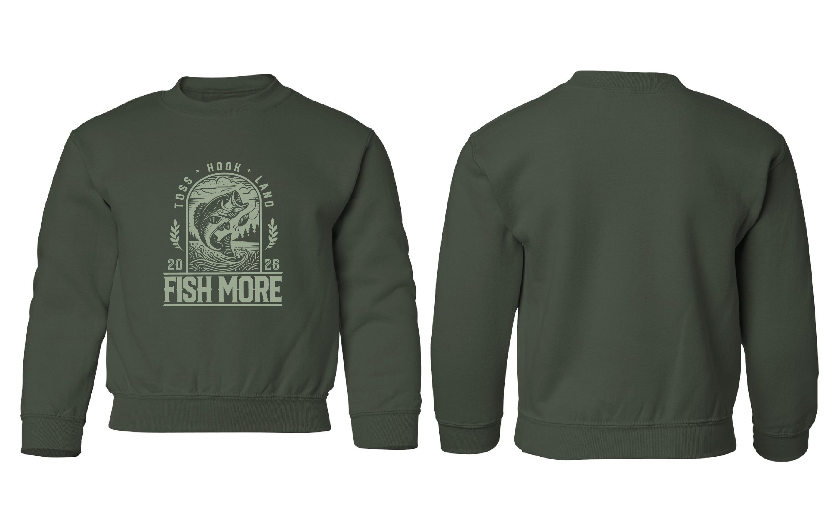 Chandail molletonné Fish couleur vert-foret - Boniska Atelier