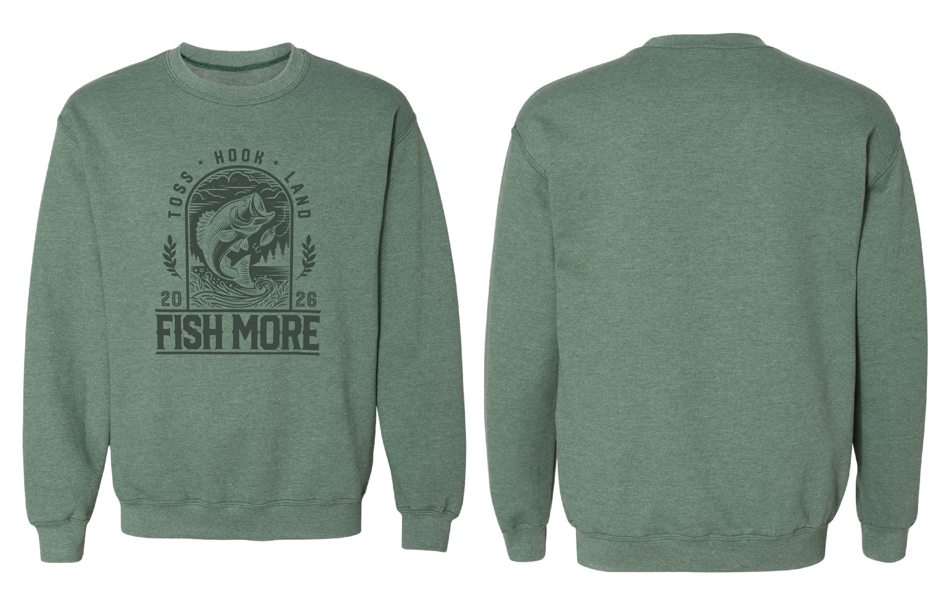 Chandail molletonné Fish couleur vert-fonce-cendre - Boniska Atelier