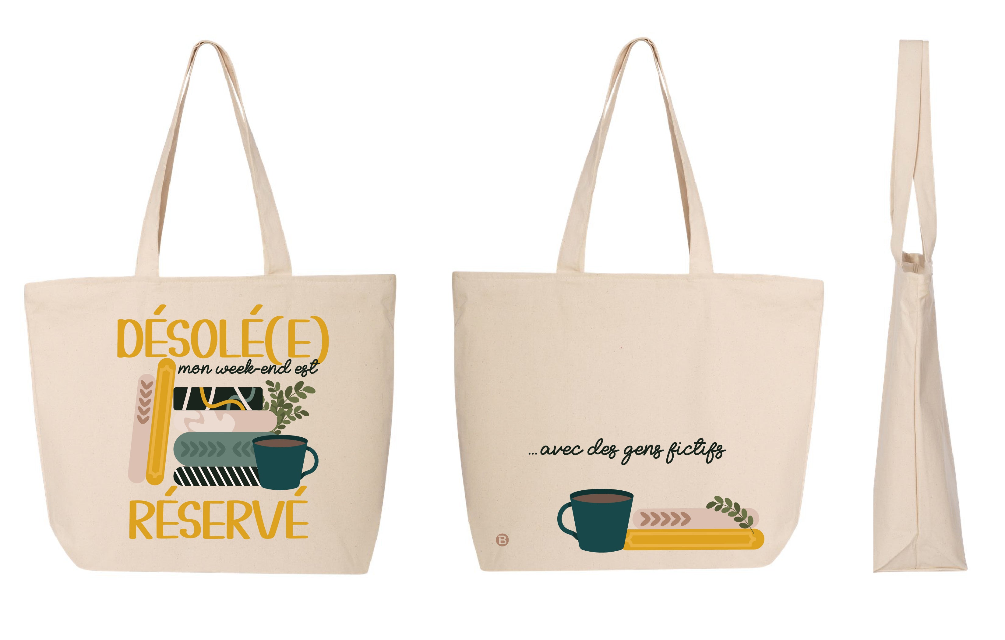 Sac fourre-tout fermeture éclair- Désolée Réservée