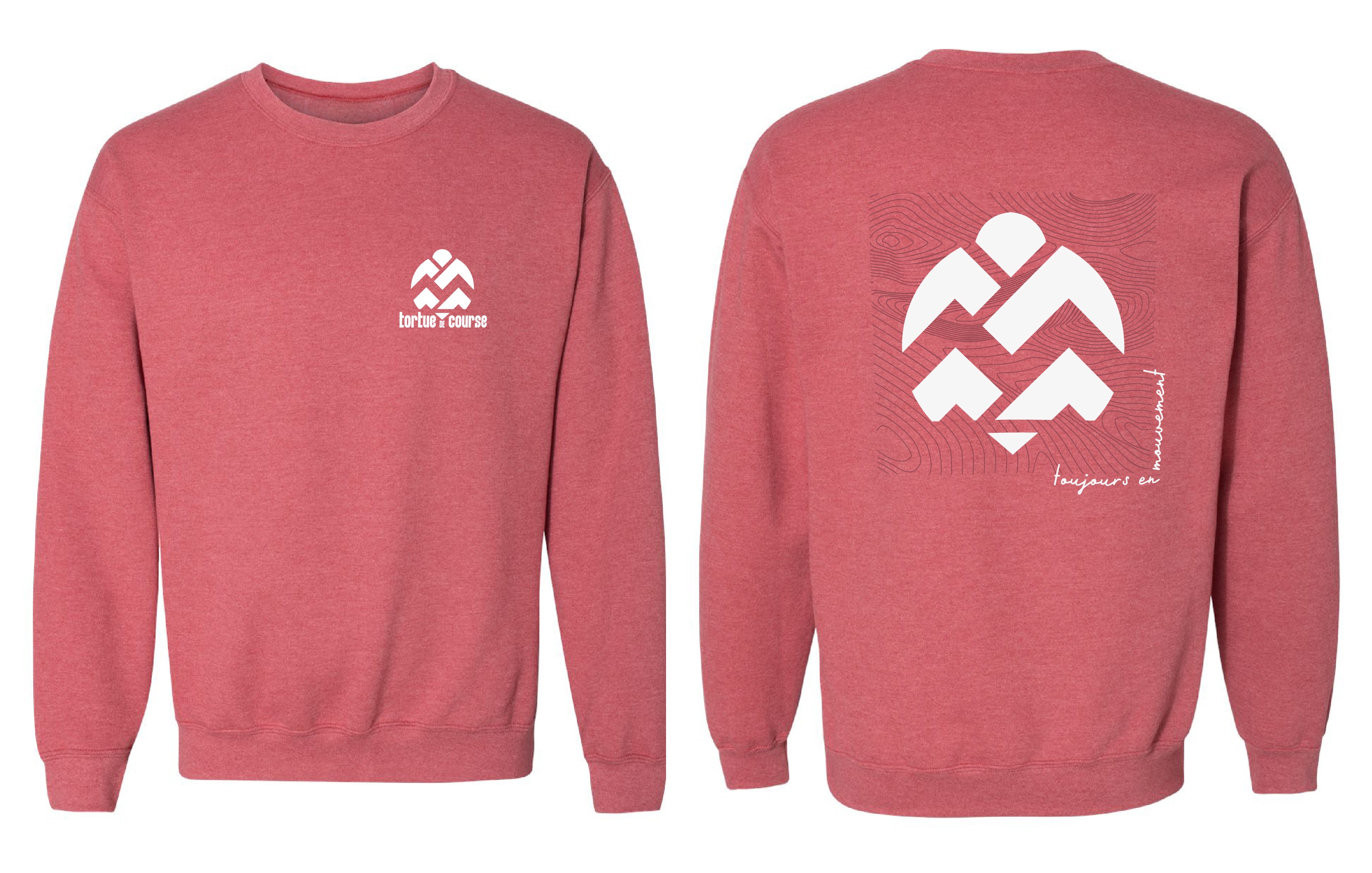 Chandail molletonné Tortue couleur rouge-ecarlate-cendre - Boniska Atelier