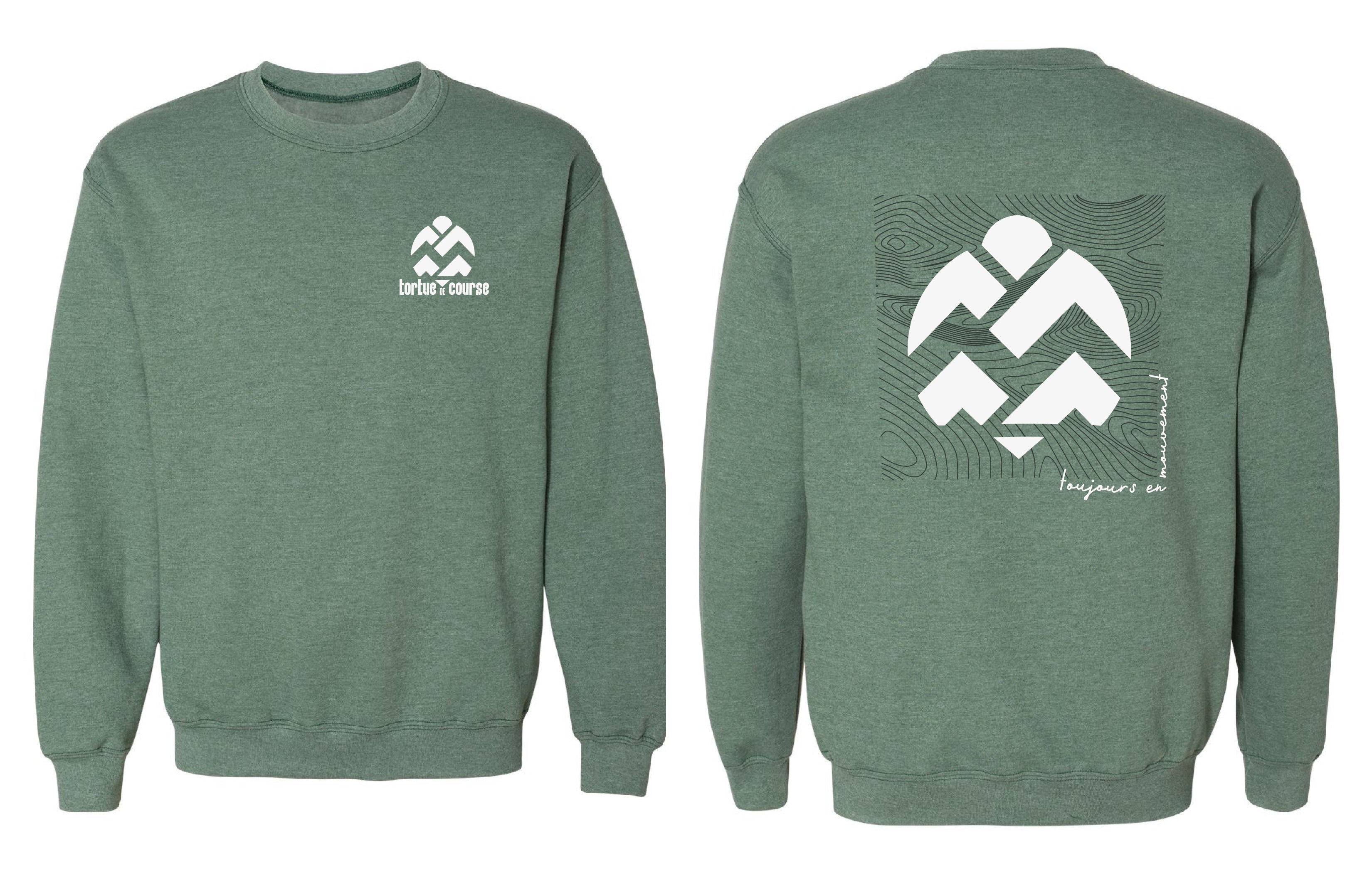 Chandail molletonné Tortue couleur vert-fonce-cendre - Boniska Atelier